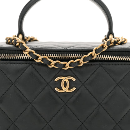 Chanel Lambskin Quilted Small Top Handle Vanity Case With Chain Black 8 of 10