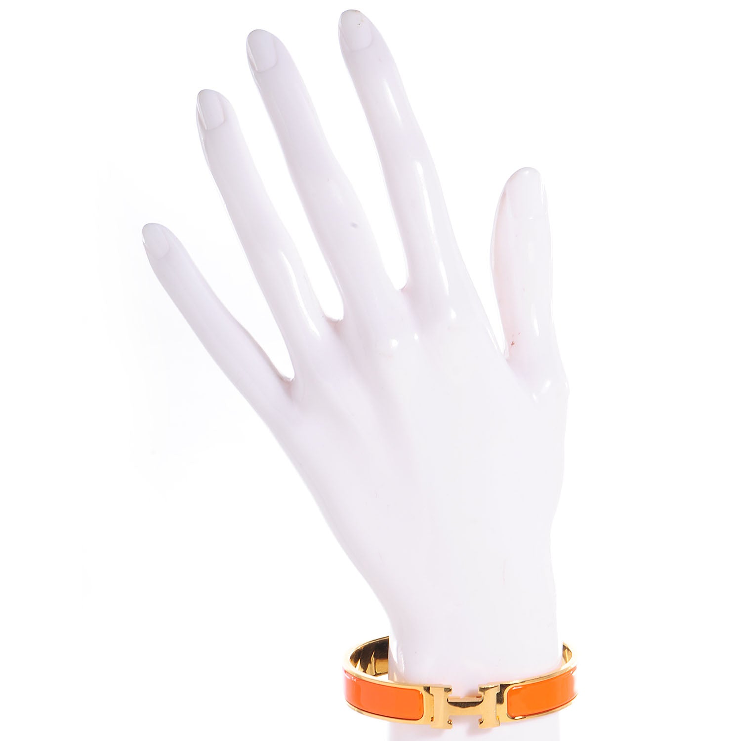 Hermes Narrow Enamel Clic Clac H Bracelet PM Orange 2 of 5