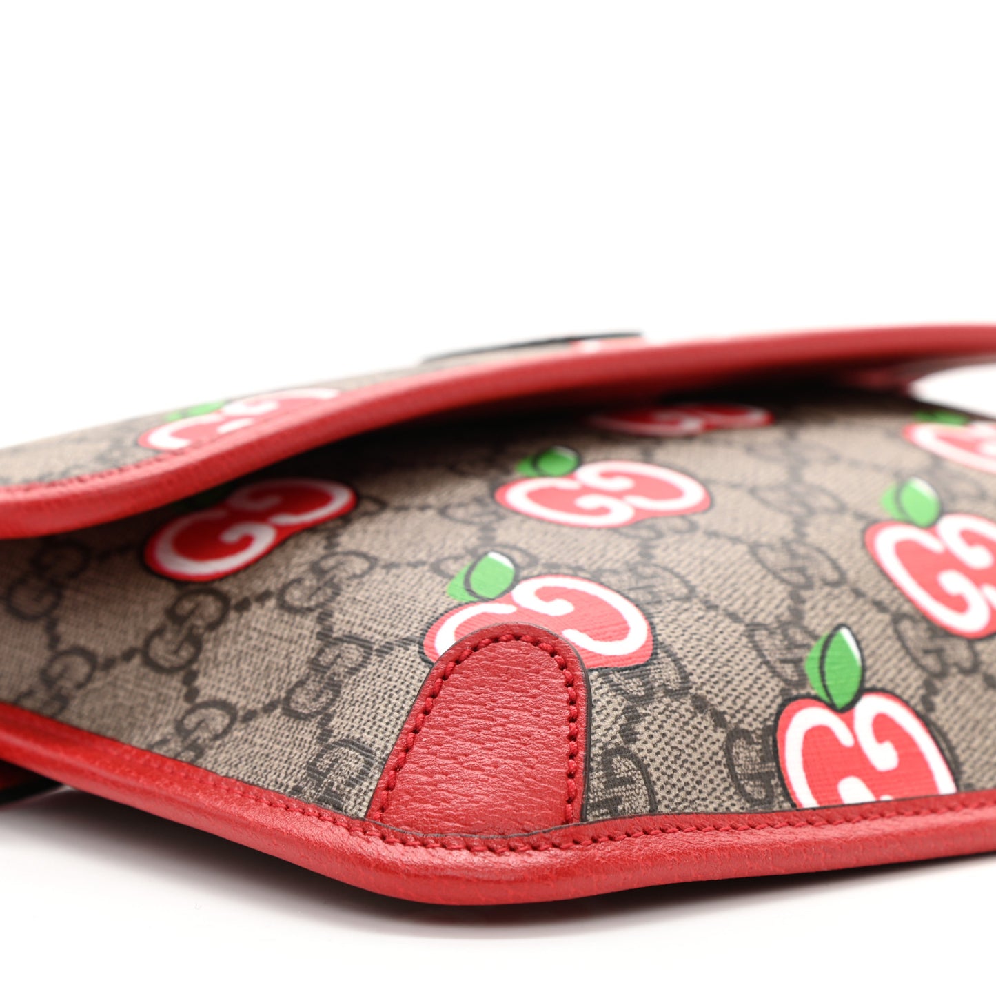 GG Supreme Monogram Apple Interlocking G Belt Bag Beige Multicolor Lobster Red