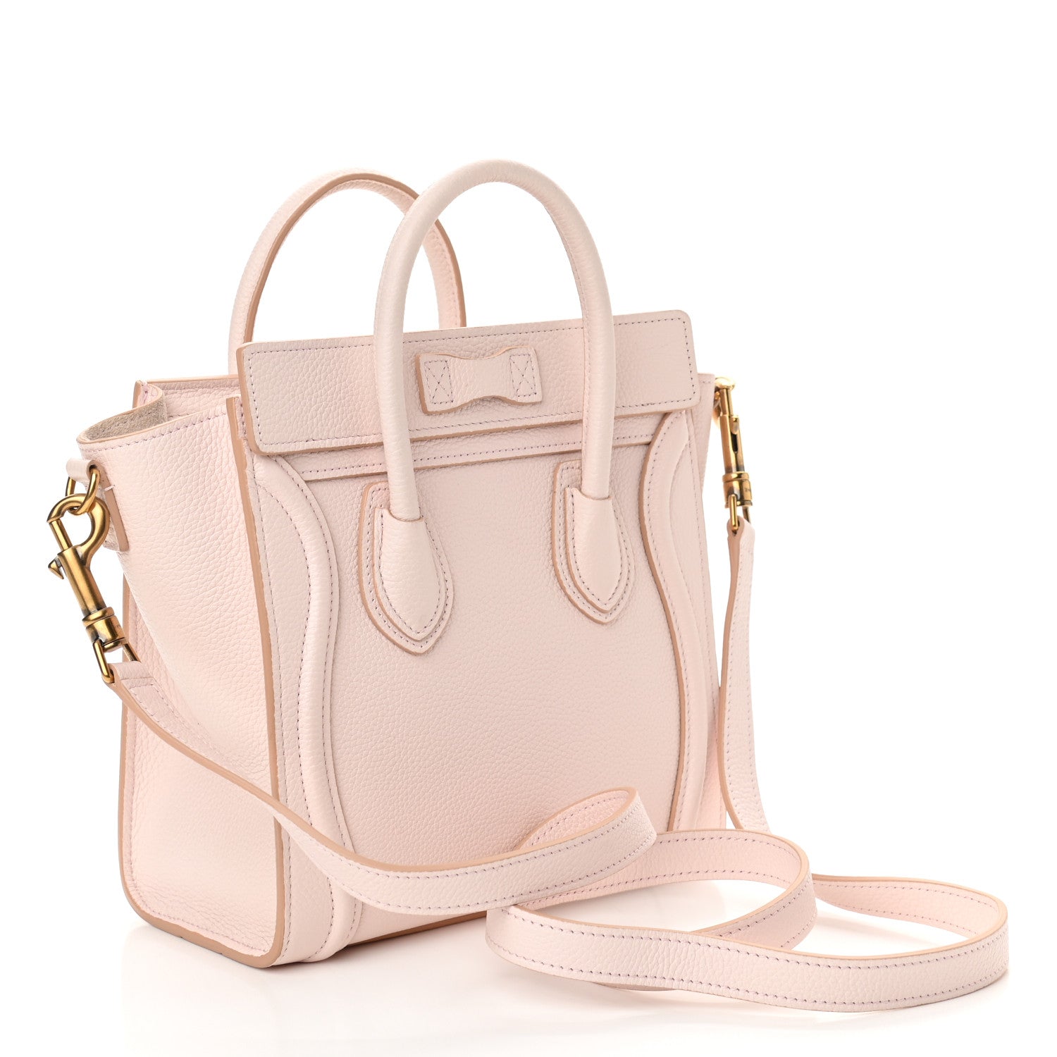 Celine Drummed Calfskin Nano Luggage Pale Pink 3 of 10