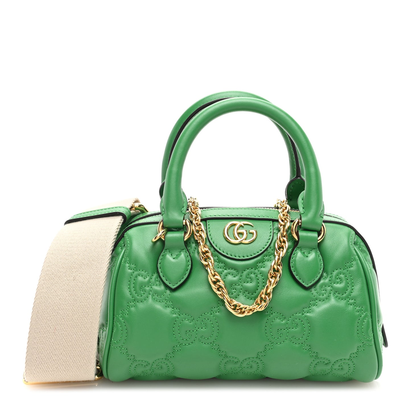 Calfskin GG Matelasse Mini Bowler Bag Spring Green Natural