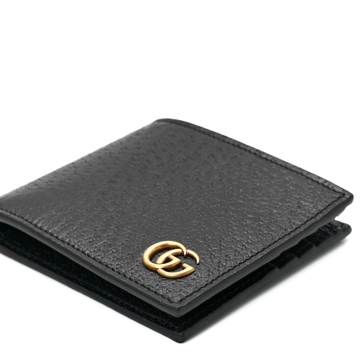 Calfskin Boar Effect GG Marmont Bi-Fold Wallet Black