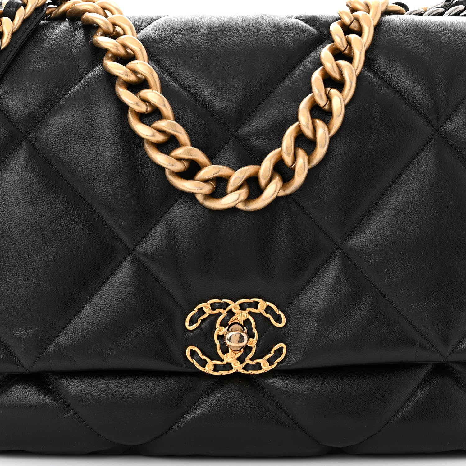 Chanel Goatskin Quilted Maxi Chanel 19 Flap Black 8 of 11