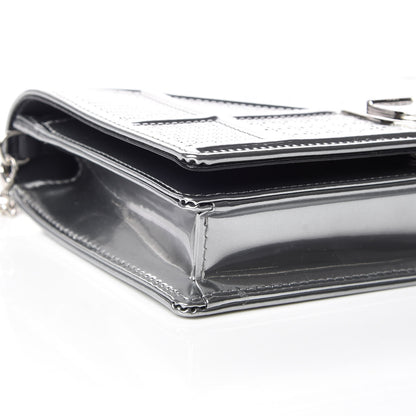 Christian Dior Metallic Patent Micro-Cannage Diorama Wallet on Chain Pouch Silver 5 of 11