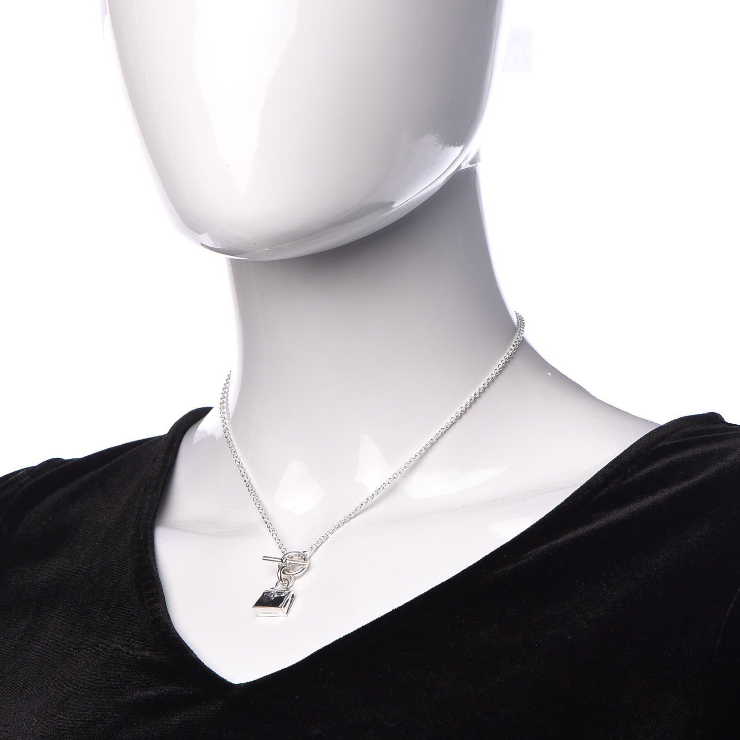 Hermes Sterling Silver Kelly Charm Pendant Necklace 2 of 6
