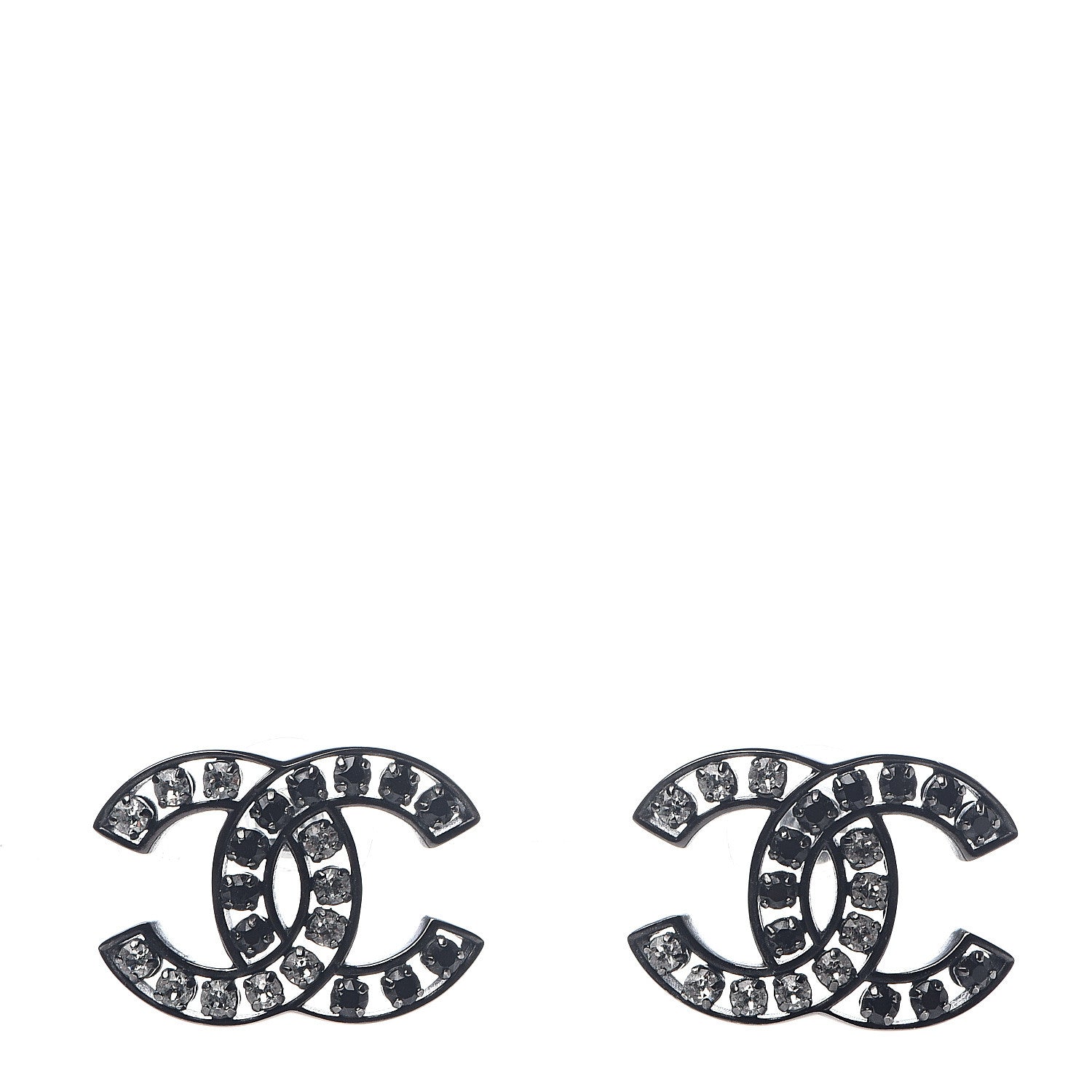 Chanel Crystal Large CC Earrings Black 1 of 5