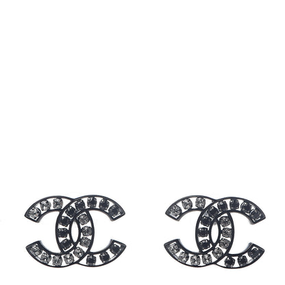 Chanel Crystal Large CC Earrings Black 1 of 5