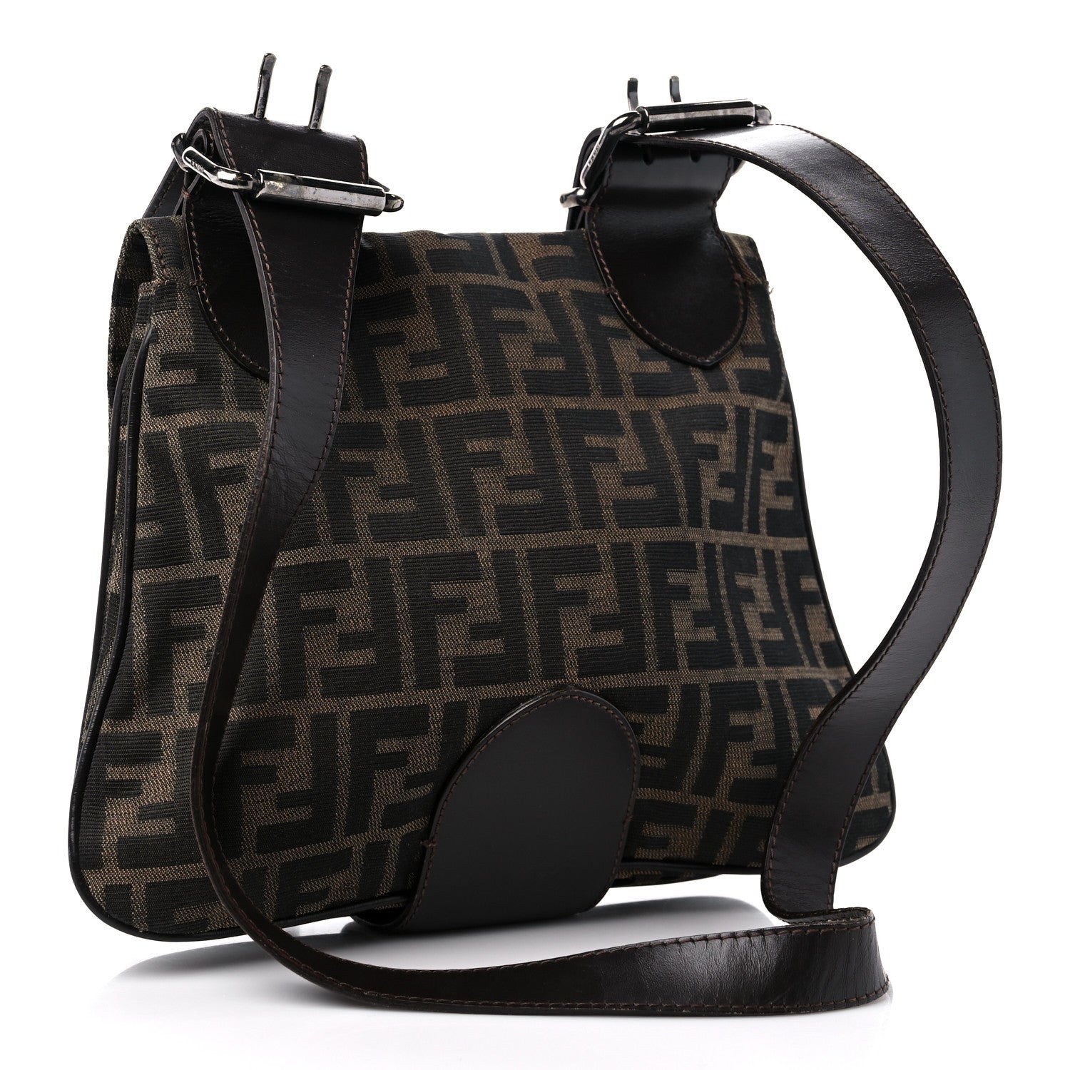 Fendi Zucca Buckle Shoulder Bag Tobacco 3 of 19