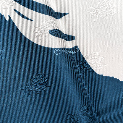 Hermes Silk Brides De Gala Tattoo Scarf 90 Petrole Blanc 4 of 5