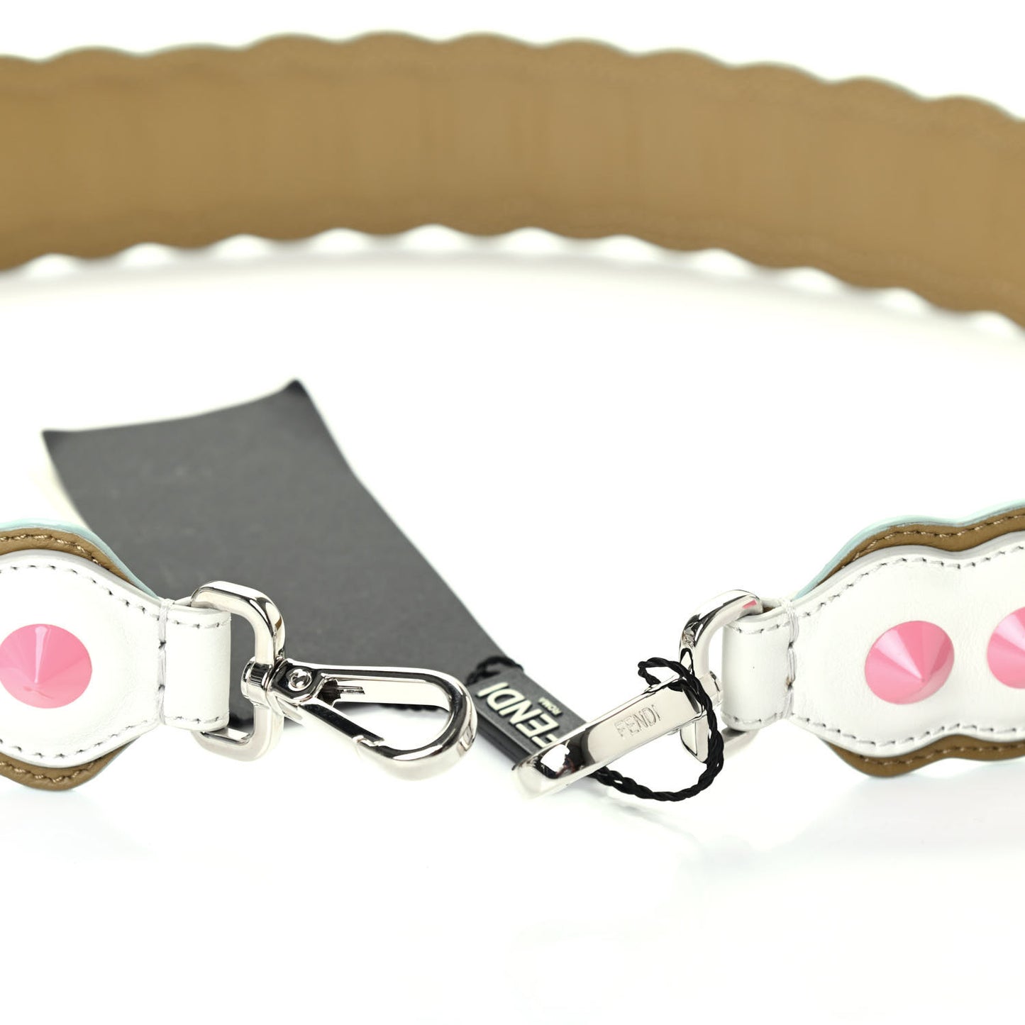 Vitello Dolce Scalloped Spike Studded Strap You White Camaleonte Coral Pink