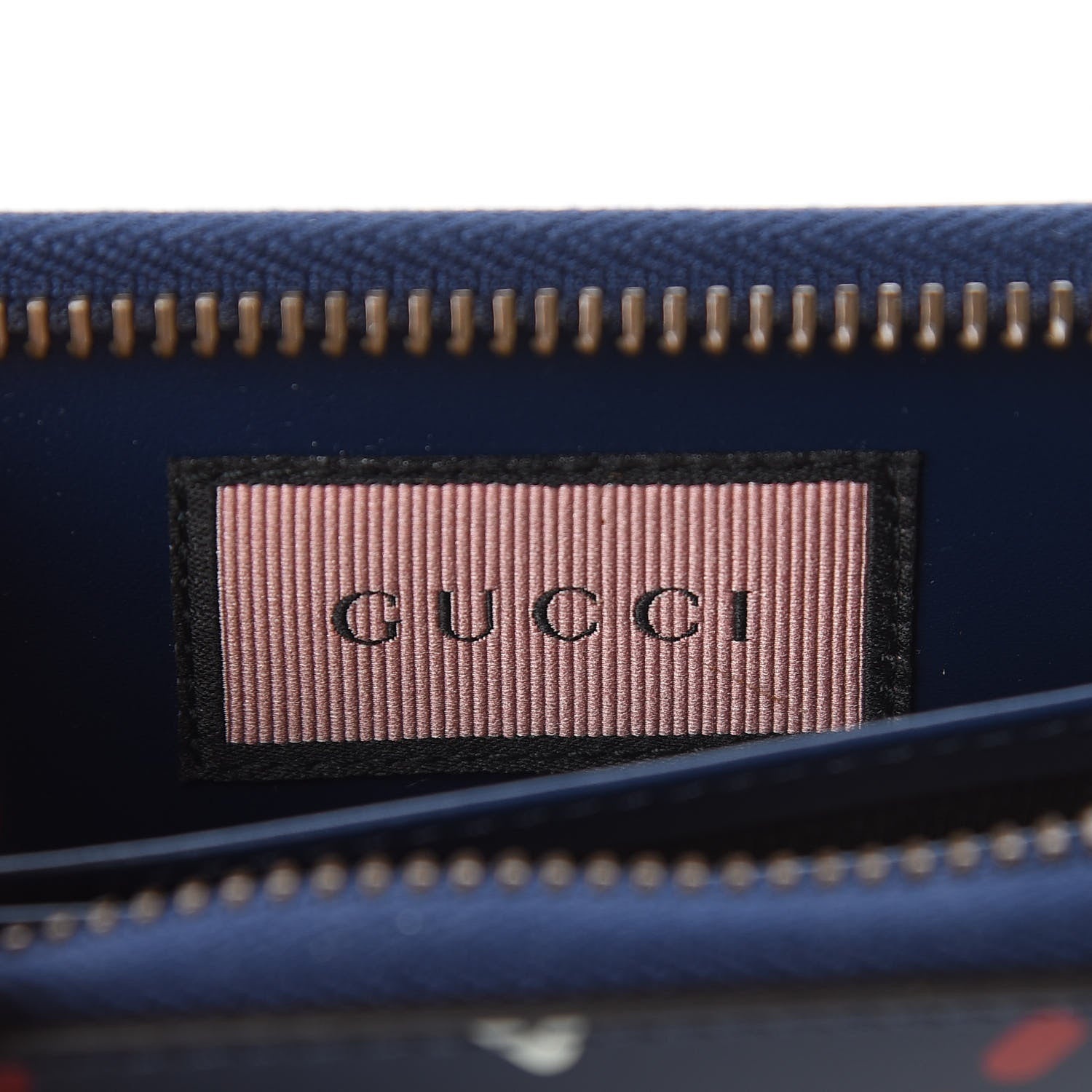 Gucci Calfskin GucciGhost Zip Around Card Case Blue Agata Hibiscus Red 6 of 8
