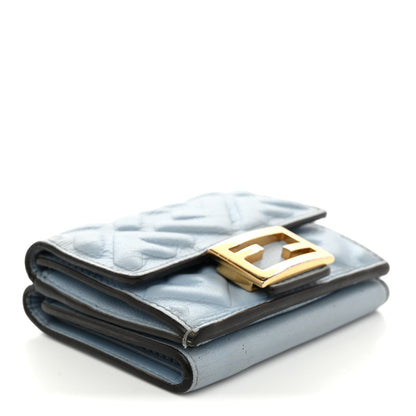 Fendi Nappa Matisse FF Diagonal Embossed Micro Tri-Fold Wallet Azzurro Polvere 4 of 8