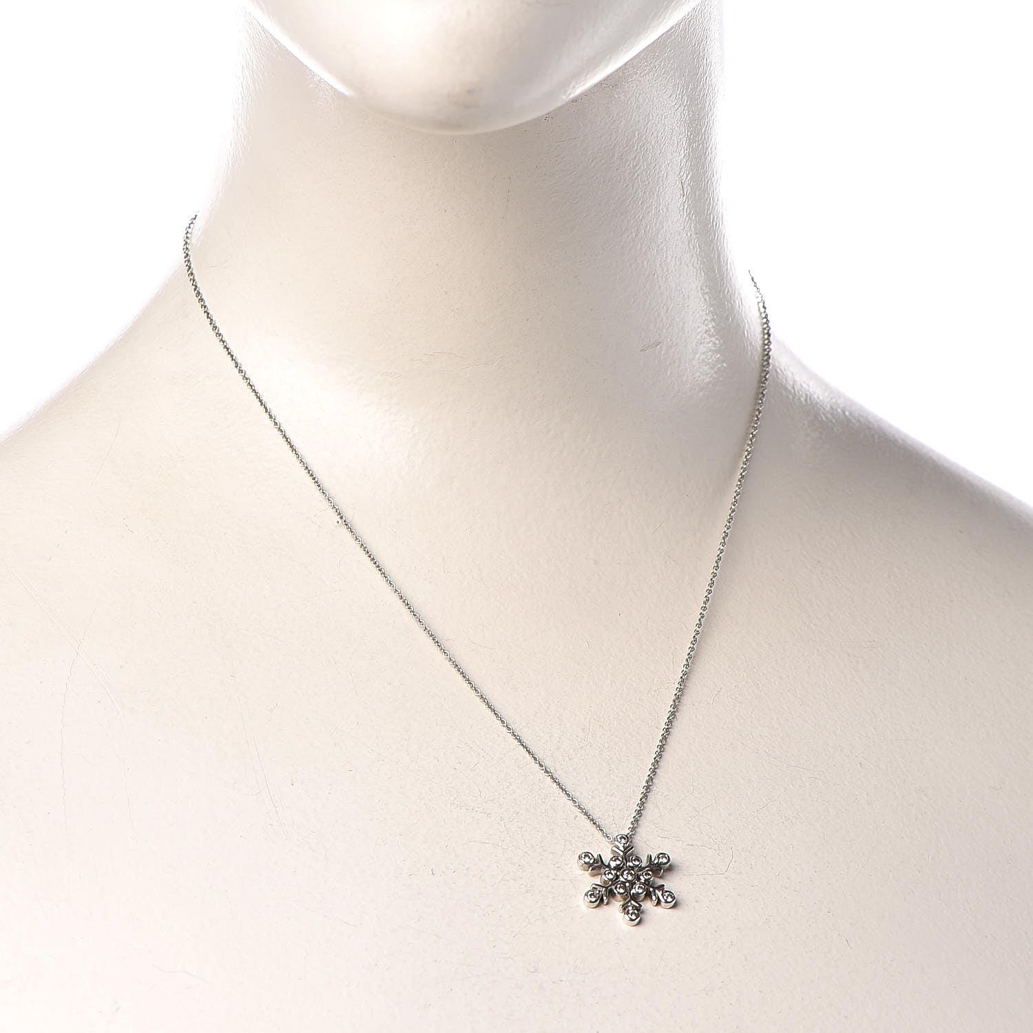 Tiffany Platinum Diamond Snowflake Pendant Necklace 2 of 8
