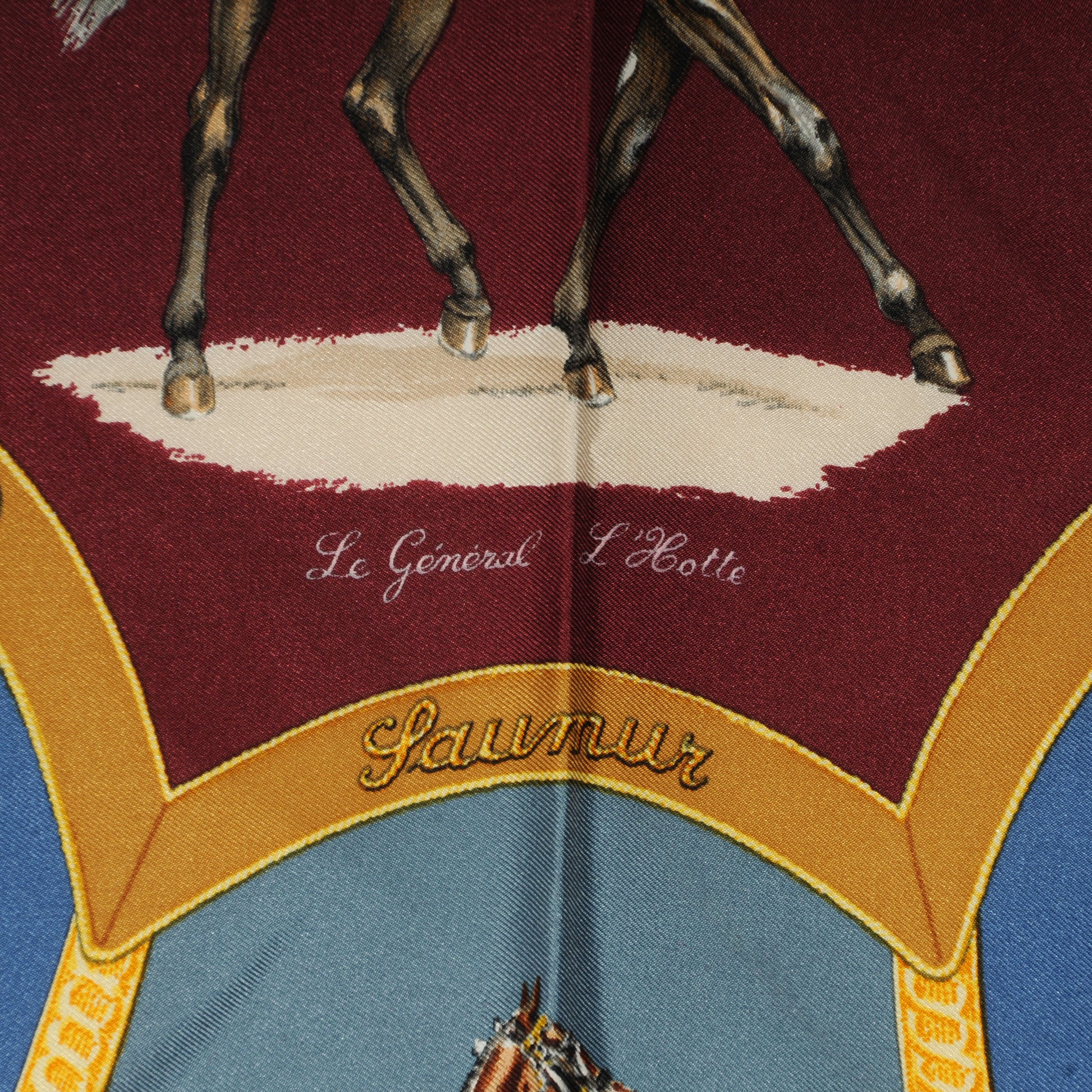 Hermes Silk Les General L'Hotte Scarf 90 Burgundy 4 of 8