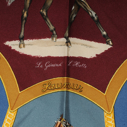 Hermes Silk Les General L'Hotte Scarf 90 Burgundy 4 of 8