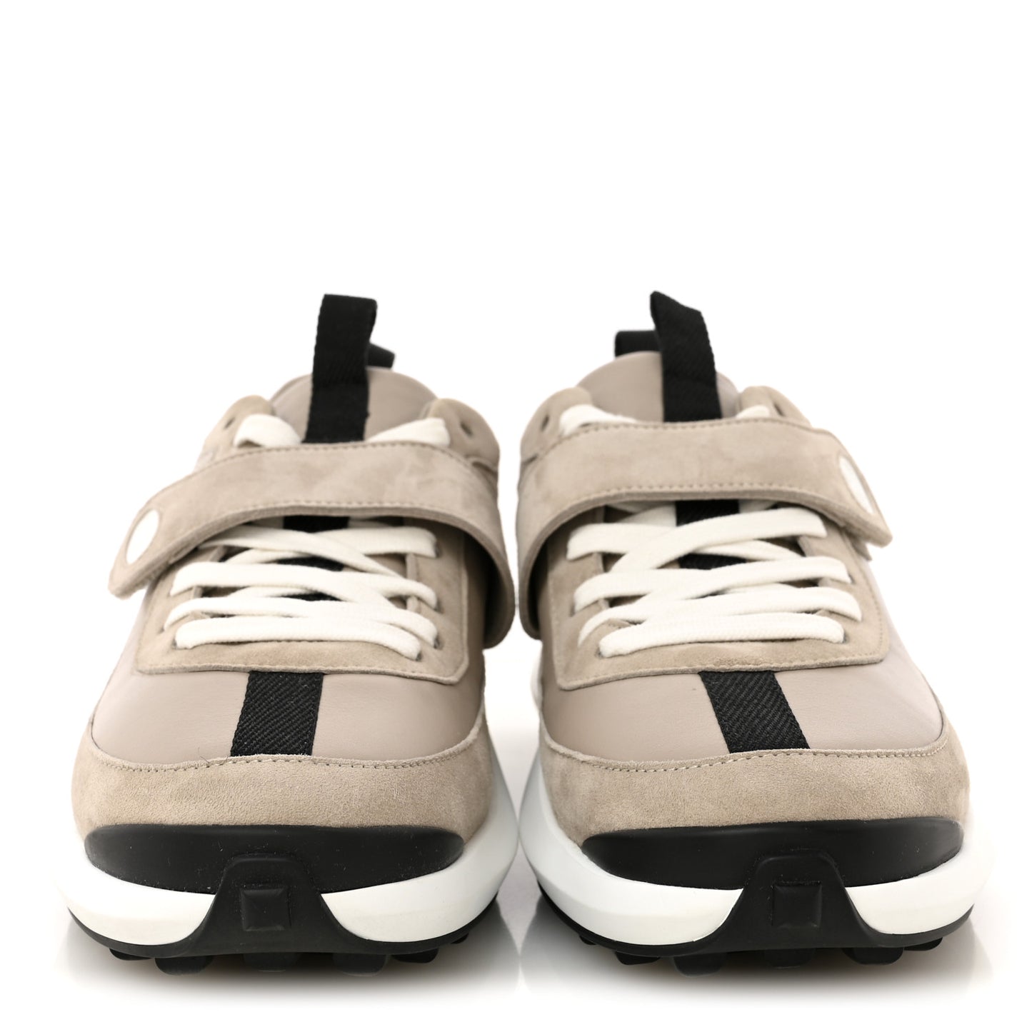 Calfskin Suede Goatskin Loop Sneakers 37 Beige Galet
