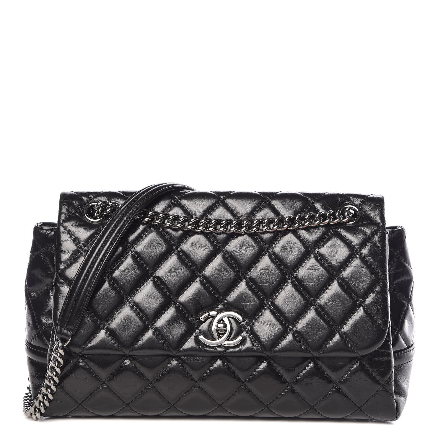 Chanel Glazed Calfskin Quilted Medium Lady Pearly Flap Black 1 of 13