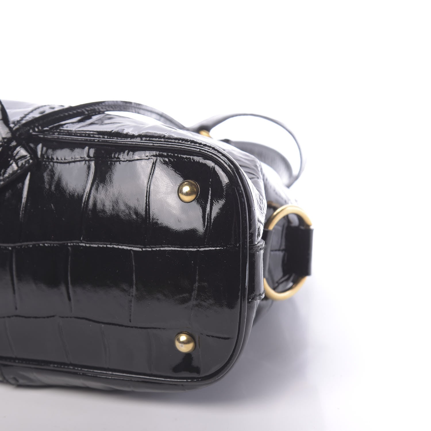 Saint Laurent Crocodile Embossed Patent Large Muse Black 9 of 11