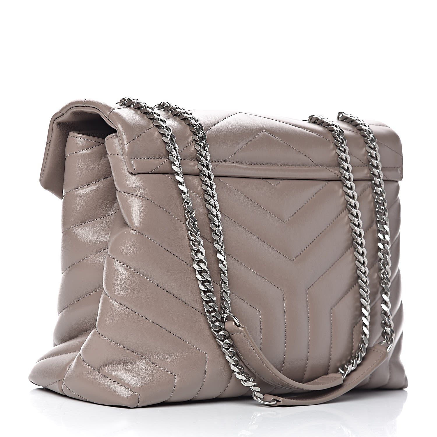 Saint Laurent Calfskin Y Quilted Monogram Medium Loulou Chain Satchel Mink 3 of 12