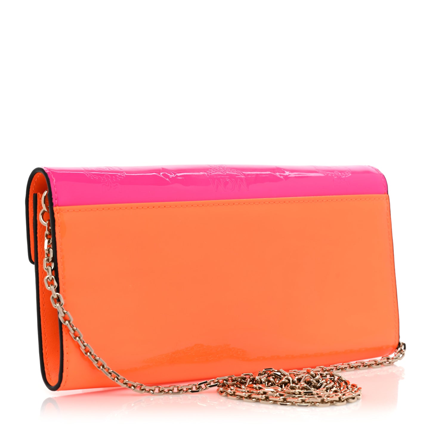Patent Two Tone Patricia Wallet On Chain Pink Orange