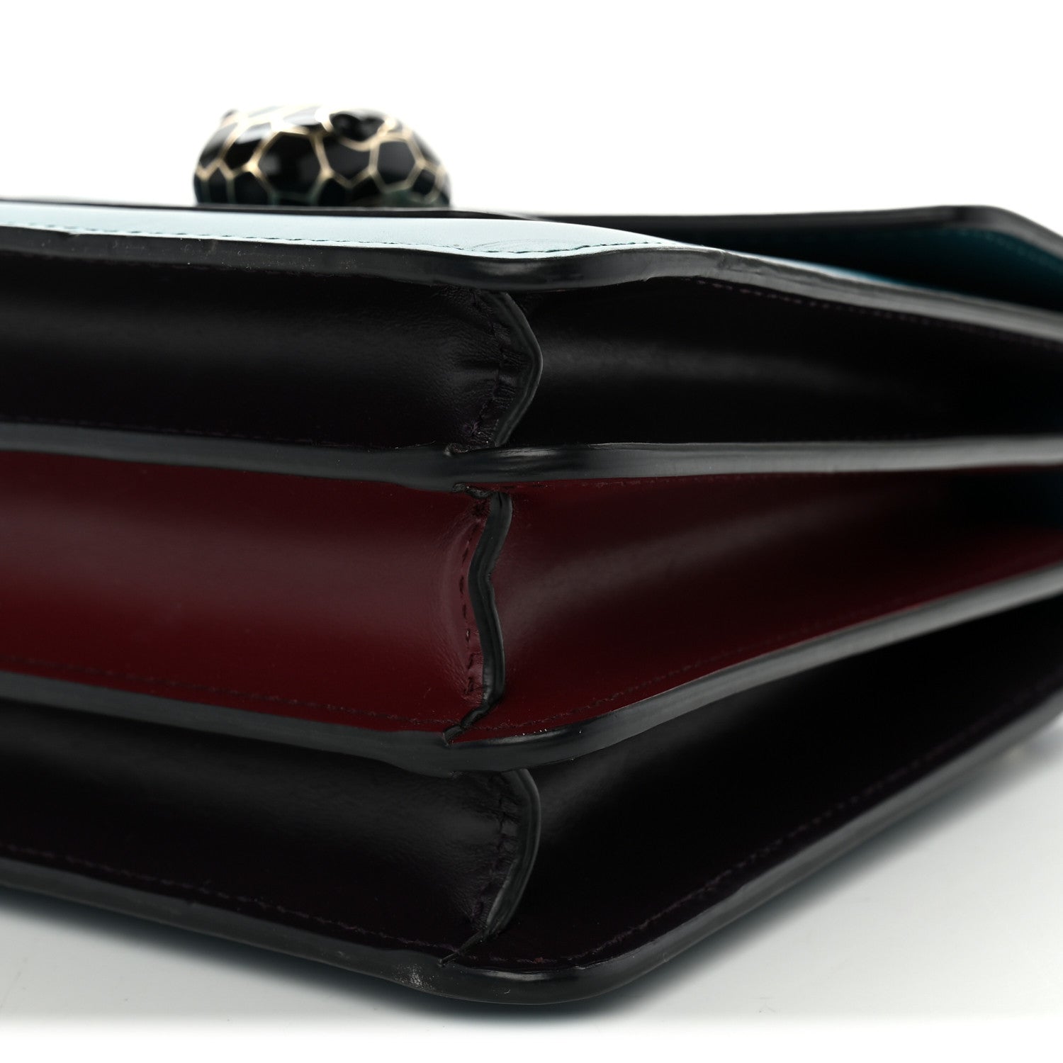 Bulgari Calfskin Serpenti Forever Top Handle Turquoise Burgundy 9 of 10