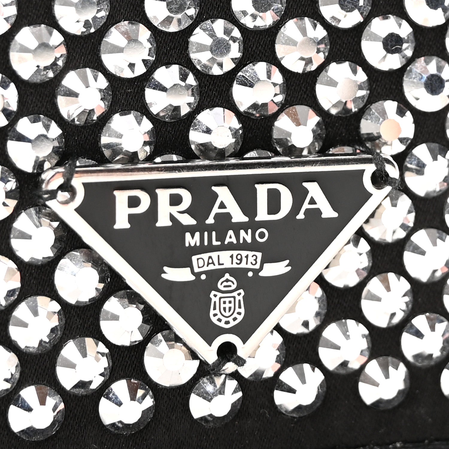 Prada Satin Crystal Metal Triangle Logo Mini Crossbody Bag Cristal 6 of 9