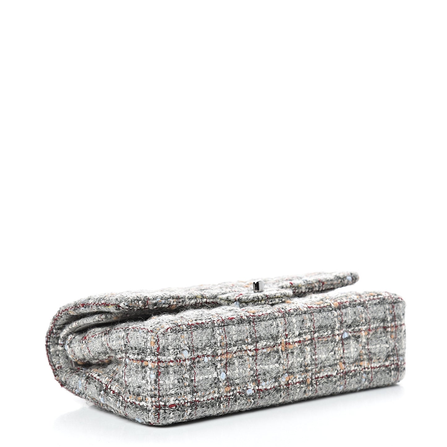 Tweed Quilted Medium Double Flap Grey Multicolor