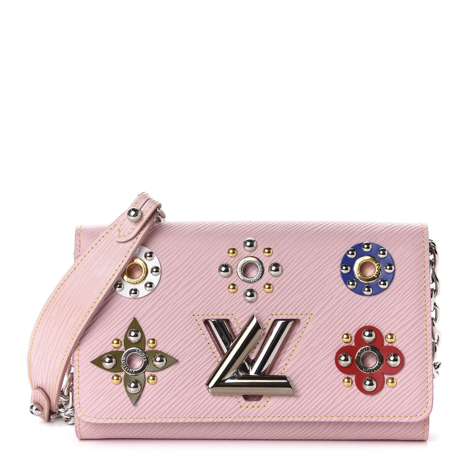 Louis Vuitton Epi Mechanical Flowers Twist Chain Wallet Rose Ballerine 1 of 11
