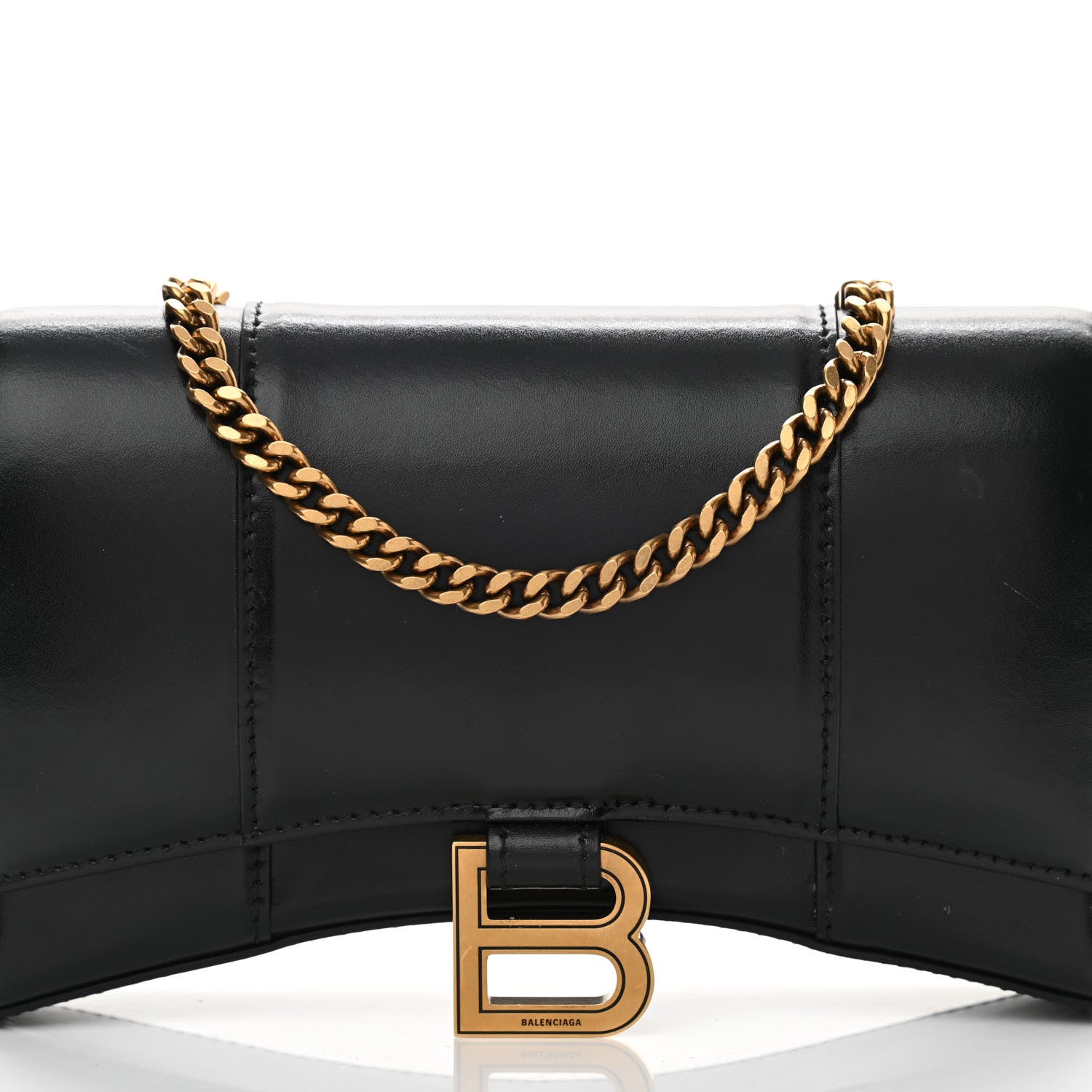 Balenciaga Shiny Box Calfskin Hourglass Chain Bag Black 7 of 10