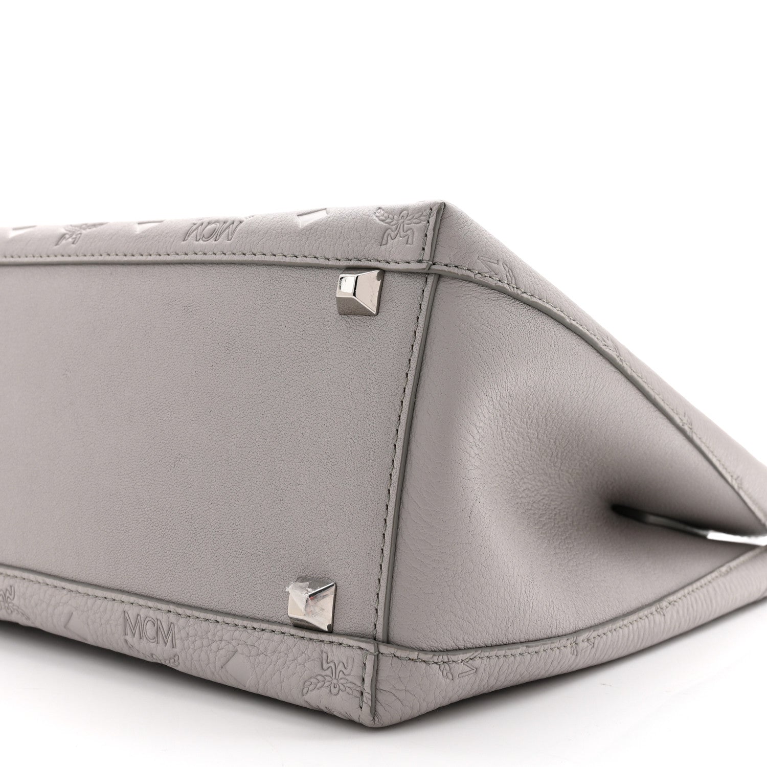 MCM Calfskin Ottomar Monogram Sarah Medium Hobo Dove Grey 9 of 9