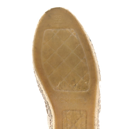 Chanel Crackled Calfskin Espadrilles 39 Light Beige Black 8 of 11