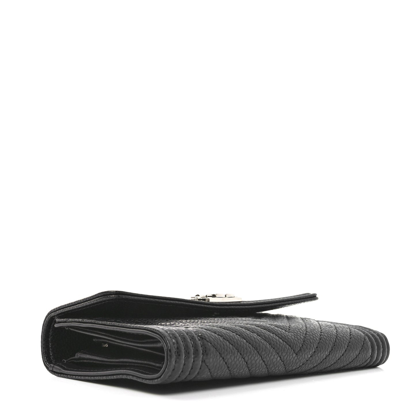 Caviar Chevron Quilted Medium Boy Flap Wallet Black