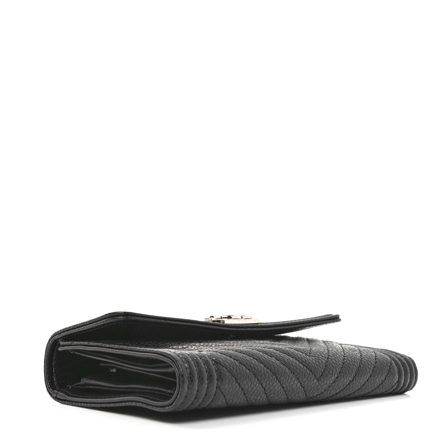 Chanel Caviar Chevron Quilted Medium Boy Flap Wallet Black 4 of 9