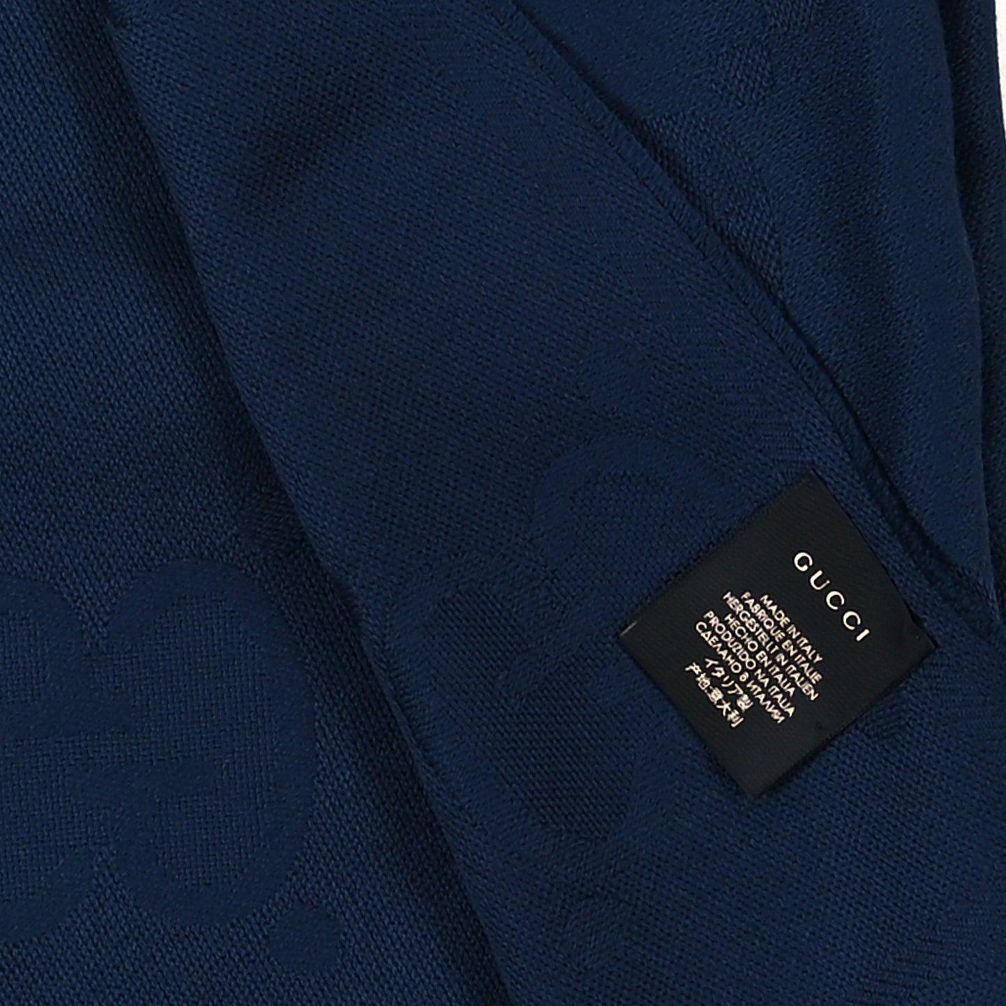 Wool Jacquard Monogram Jumbo GG Nest Scarf Midnight Blue