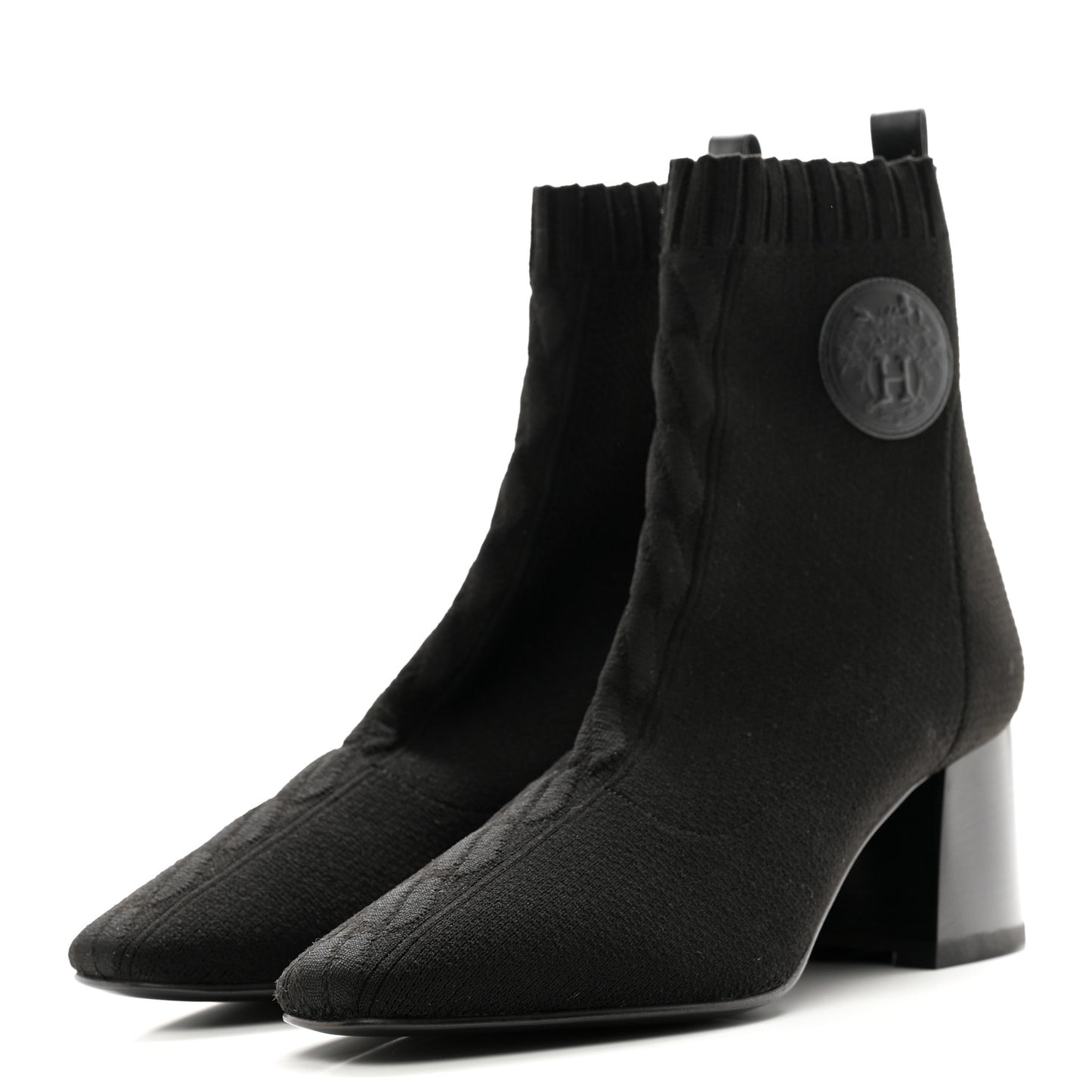 Knit Calfskin Volver 60 Ankle Boots 38 Black