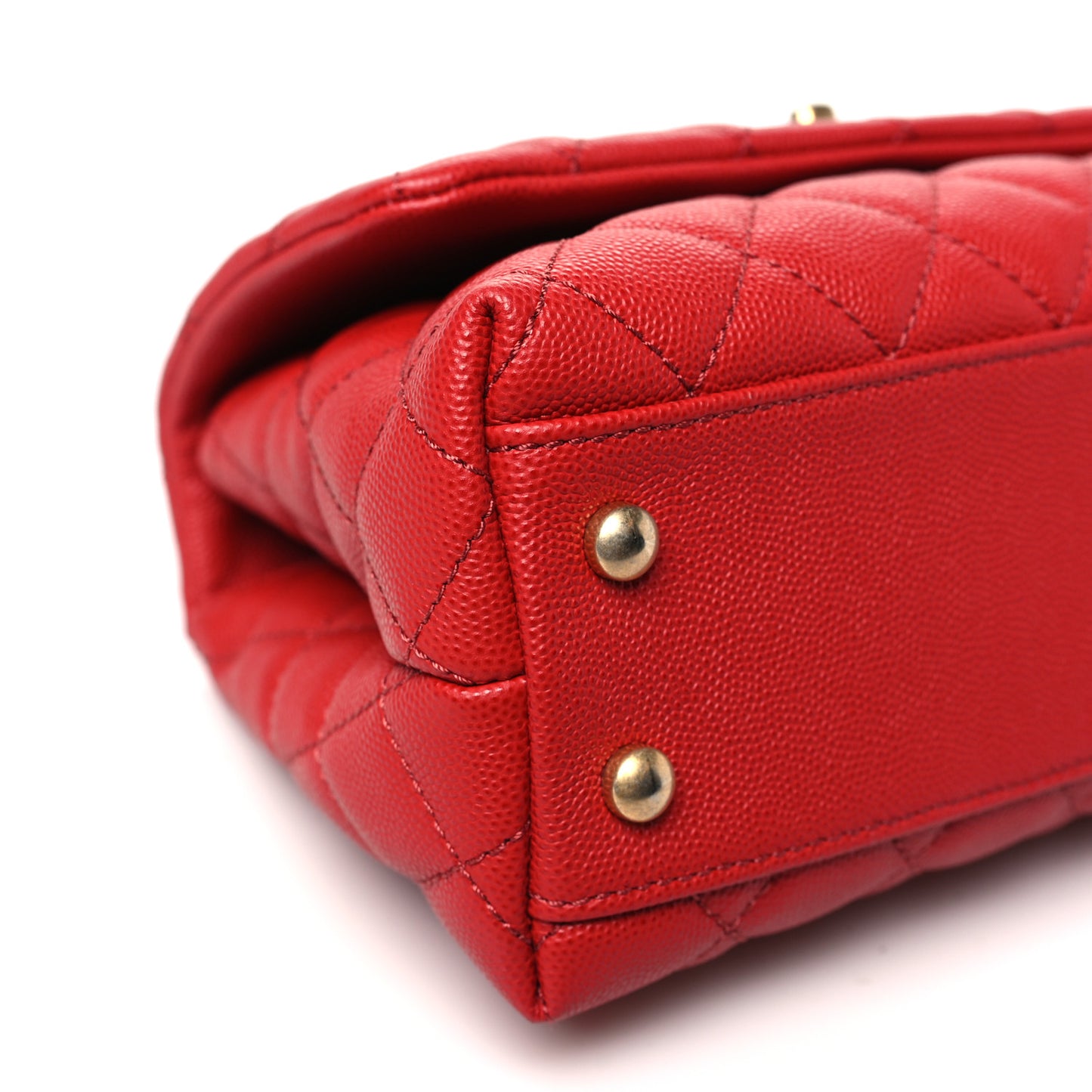 Caviar Lizard Embossed Quilted Mini Coco Handle Flap Red