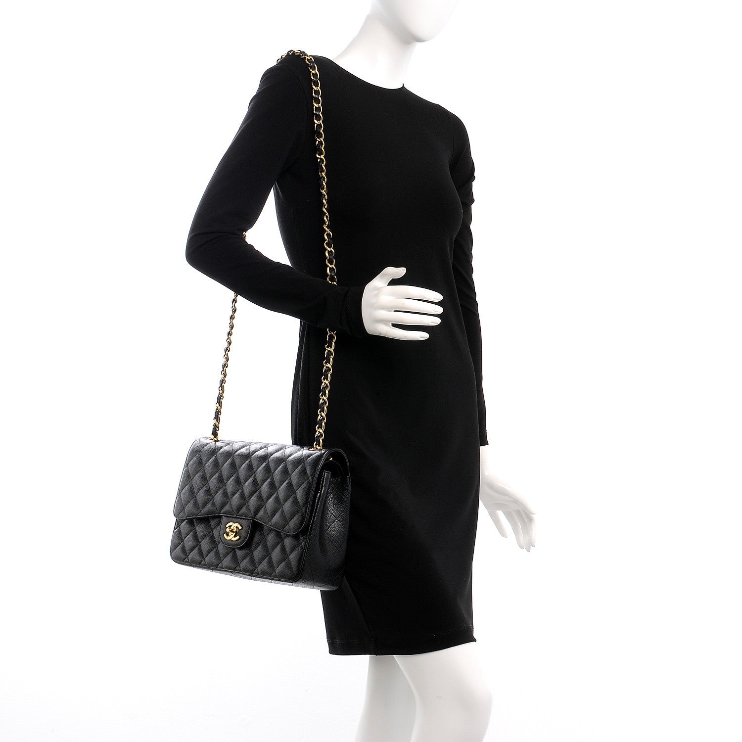 Chanel Caviar Quilted Jumbo Double Flap Black 2 of 9