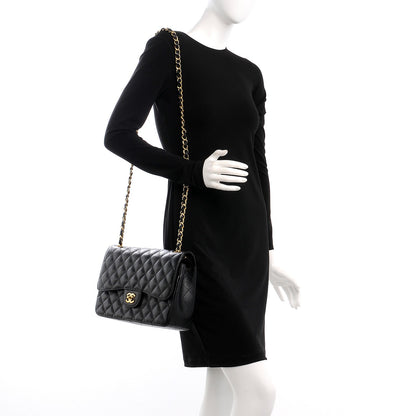 Chanel Caviar Quilted Jumbo Double Flap Black 2 of 9