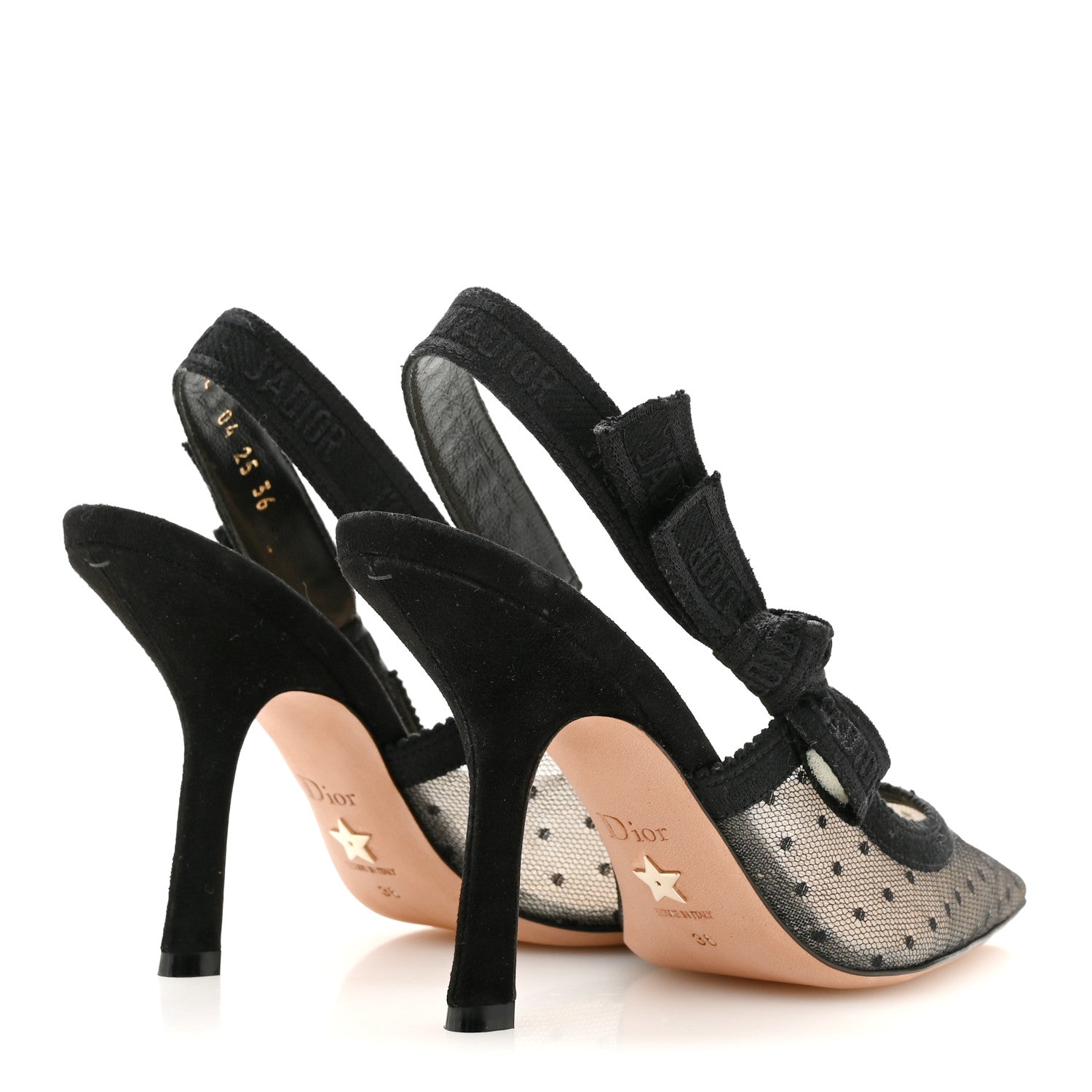 Christian Dior Mesh Plumetis Suede J'Adior Slingback 100mm Pumps 36 Black 5 of 10