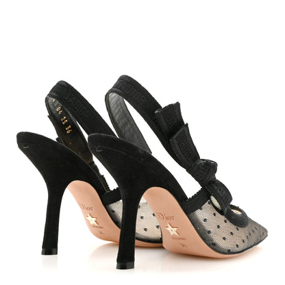 Christian Dior Mesh Plumetis Suede J'Adior Slingback 100mm Pumps 36 Black 5 of 10