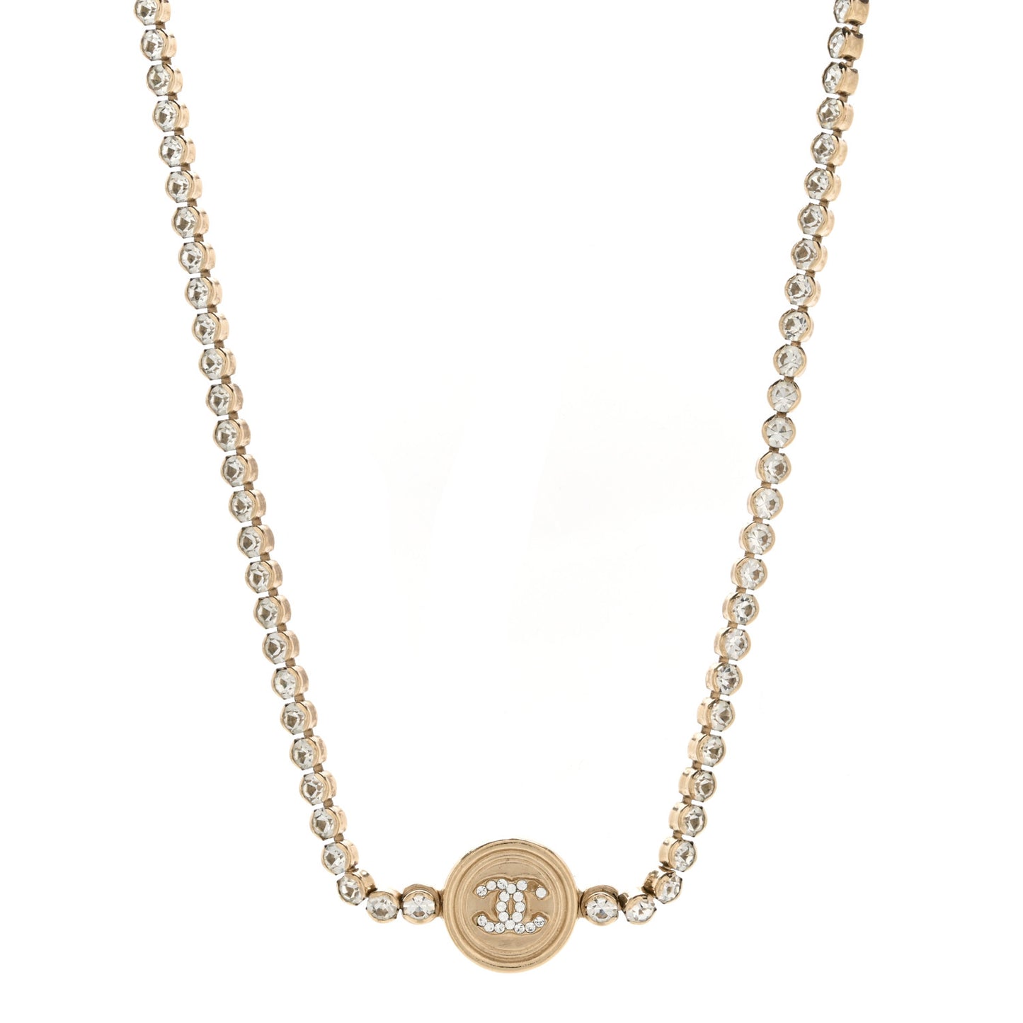 Crystal CC Chain Short Necklace Gold