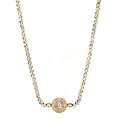 Chanel Crystal CC Chain Short Necklace Gold 1 of 5