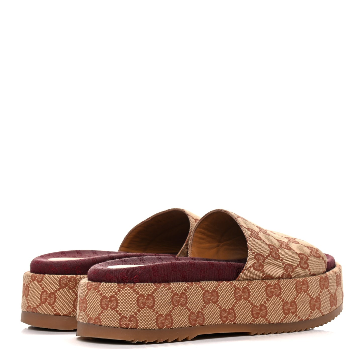 Canvas GG Monogram Angelina Platform Slide Sandals 38.5 Beige Ruggine