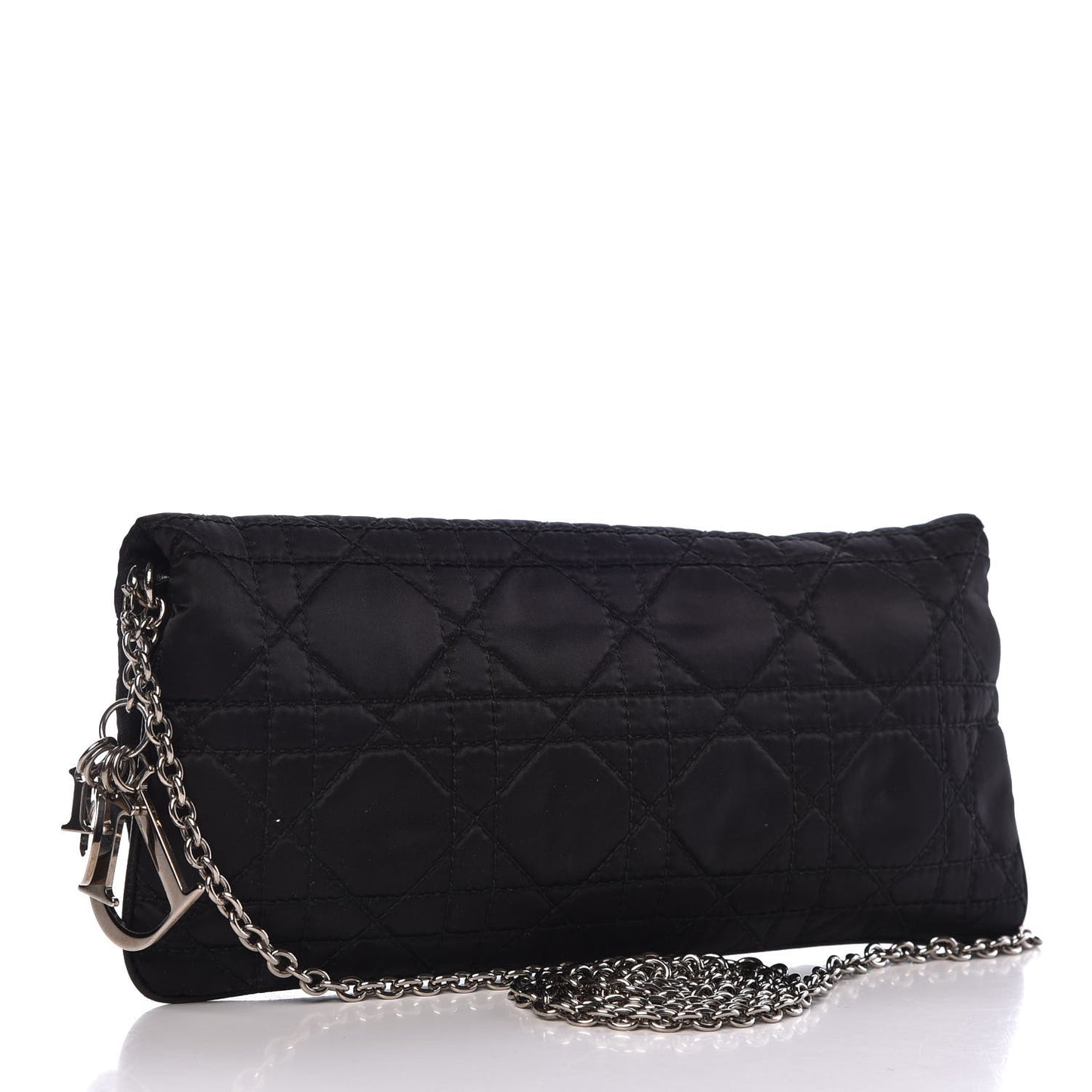 Satin Cannage Lady Dior Convertible Clutch Black