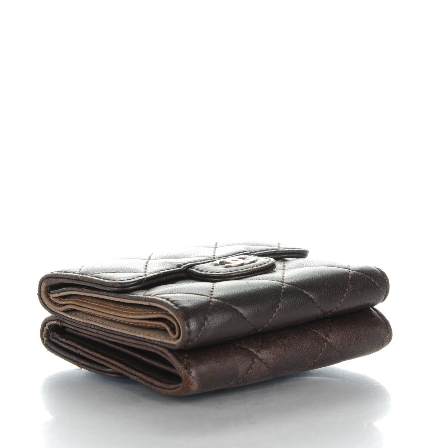 Chanel Lambskin Quilted Double Sided Wallet Brown 4 of 9