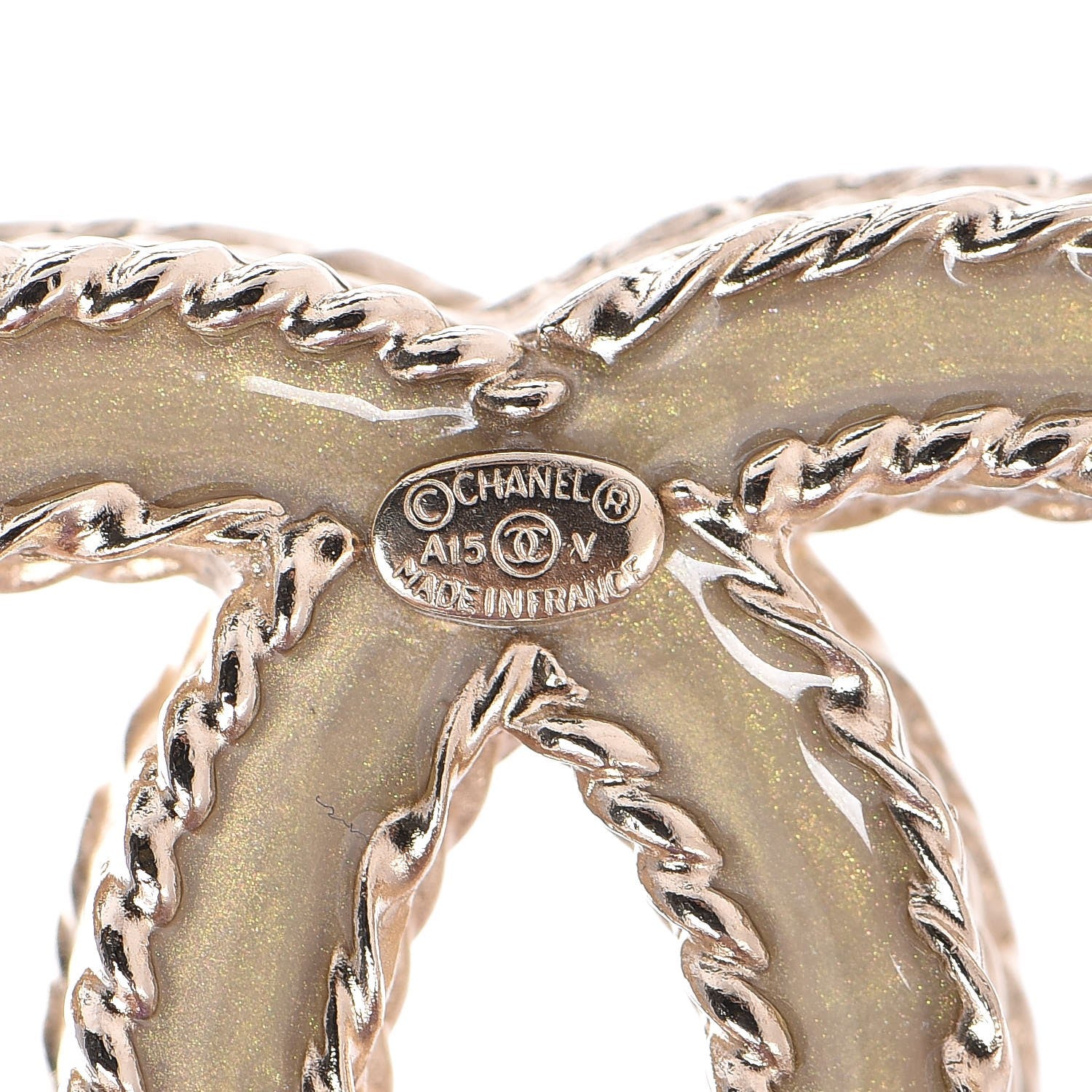 Chanel Crystal CC Brooch Light Gold 5 of 5