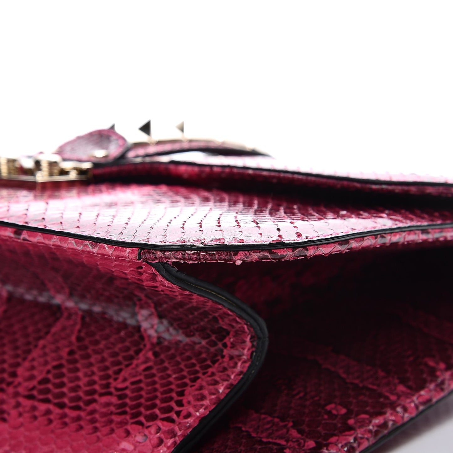 Python Large Glam Lock Rockstud Flap Pop Fuxia