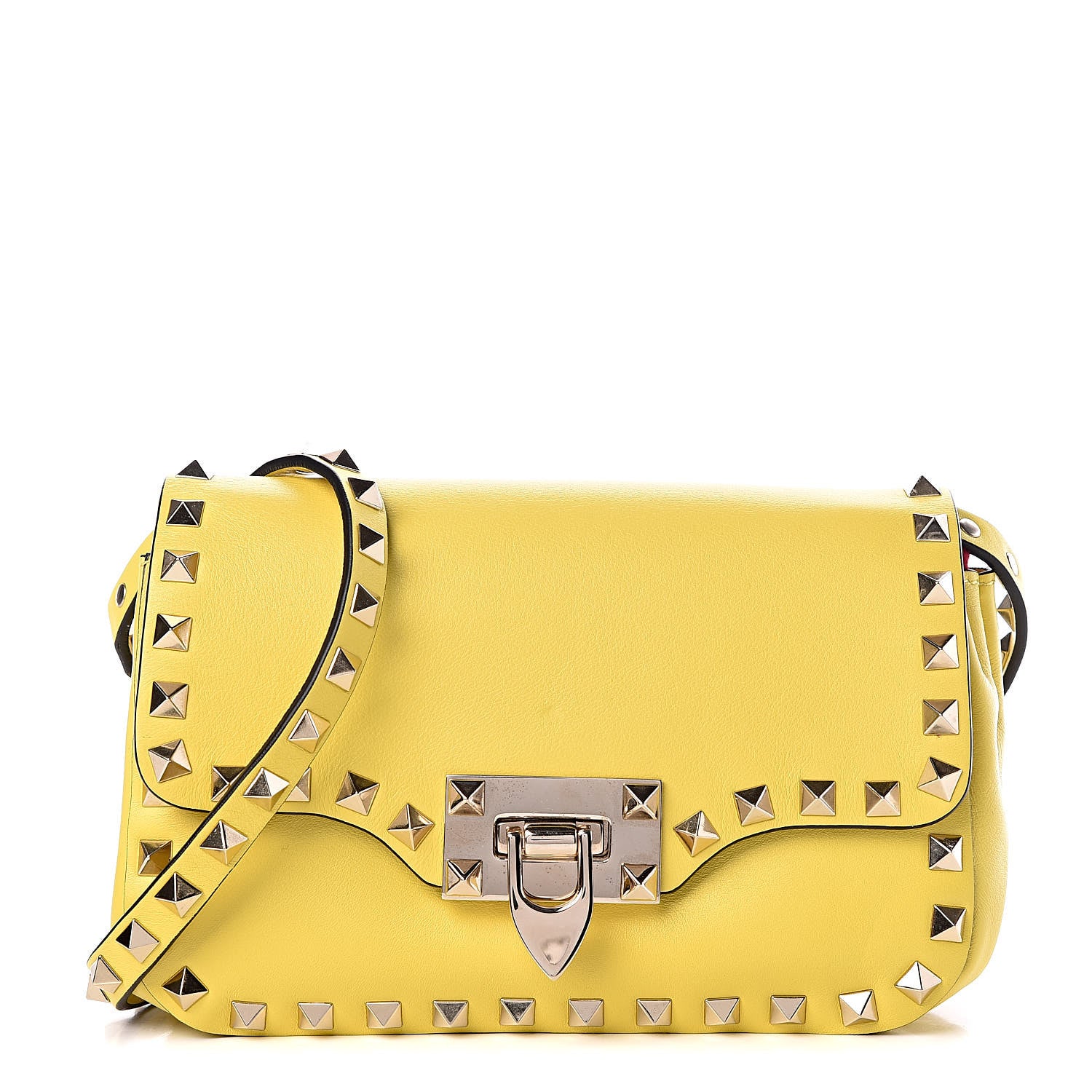 Valentino Garavani Vitello Mini Rockstud Flap Saddle Crossbody Bag Naples Yellow 1 of 15