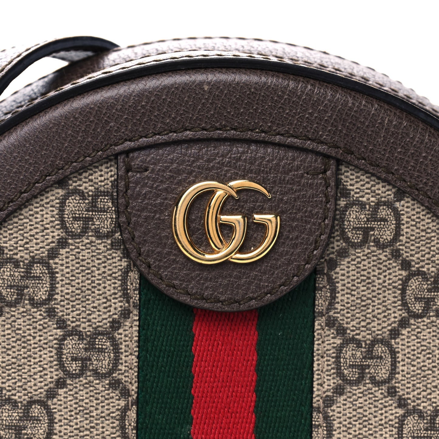 GG Supreme Monogram Web Mini Ophidia Round Shoulder Bag Brown
