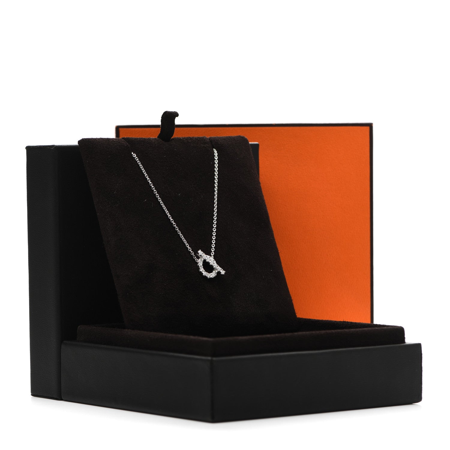 Hermes 18K White Gold Diamond Finesse Pendant Necklace 5 of 5